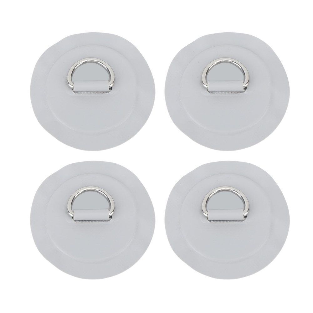 Locadence 4Pcs D Ring Patch, 3.1in Diameter High Strength Stainless Steel D Ring Circular Patch, Canoe Rafting Accessories for Inflatable Boats, Stand Up Paddleboard, Surfboards (Grey)
