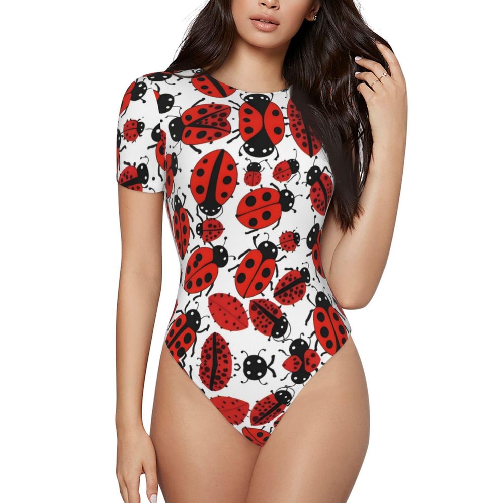 YYHWHJDE Women'S Tight Fit Onesie Xx-Large Soften Crew Neck Short Sleeves Adults Ladybugs Pattern Infinite Speckled Pattern