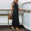 chouyatou Women's Vintage Polka Dot High Waist A Line Ruffle Tiered Midi Long Beach Party Sun Dress (X-Large, Black) view 2