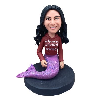 Bobble-Heads Figurine Customized Doll, Mermaid Custom Bobble Head, Bobble Head Figures Handmade Personalized Sculpture Gift for Woman