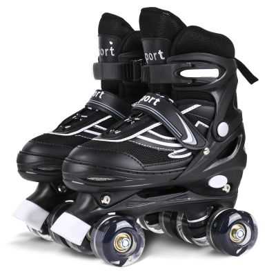 G MGY OLED Roller Skates for Boys, 4 Size Adjustable Roller Skates with All Wheels Light up, Fun Illuminating Rollers Skates Suitable for Growing ChildrenBlack White (Big Kids 1-4)