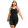IKADEX Women Plus Size Rush Guard Zipper Swimwear Modest One-Piece Swimsuit Surfing Bathing Suit Black Leaf XXL view 1