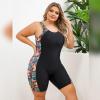 IKADEX Women Plus Size Rush Guard Zipper Swimwear Modest One-Piece Swimsuit Surfing Bathing Suit Black Leaf XXL view 3