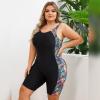 IKADEX Women Plus Size Rush Guard Zipper Swimwear Modest One-Piece Swimsuit Surfing Bathing Suit Black Leaf XXL view 4