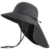 UVSAI UPF 50+ Foldable Sun Hats Wide Brim with Large Neck Flap for Men Women UV Protection Gardening Fishing Beach Hat Dark Grey view 1