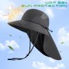 UVSAI UPF 50+ Foldable Sun Hats Wide Brim with Large Neck Flap for Men Women UV Protection Gardening Fishing Beach Hat Dark Grey view 4