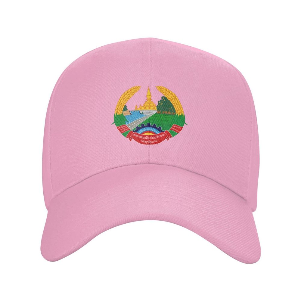 BASTU Emblem of Laos Baseball Cap for Men Women Dad Hat Classic Adjustable Golf Hats Pink