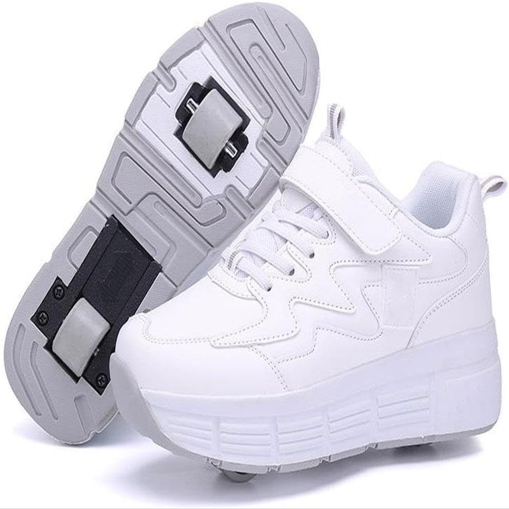 kydjfkd Shoes with Wheels for Boys and Girls, 2 Wheels Roller Skates, Sports Shoes for Adults, 2 in 1 Multifunctional Roller Skates for Gift -B||43 EU, 12