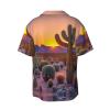 Cactus Desert Sunsets Men's Cotton Shirt Men's Short-Sleeved Shirt Button Casual Shirt Loose Top Holiday view 2