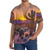 Cactus Desert Sunsets Men's Cotton Shirt Men's Short-Sleeved Shirt Button Casual Shirt Loose Top Holiday view 3