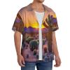 Cactus Desert Sunsets Men's Cotton Shirt Men's Short-Sleeved Shirt Button Casual Shirt Loose Top Holiday view 4