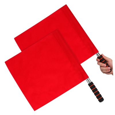 BESPORTBLE 2 Pcs Red Referee Flags with Anti-Slip Handle - Hand Flags for Soccer, Volleyball, Football, and Track Events, Ideal for Referees and Fan Cheering