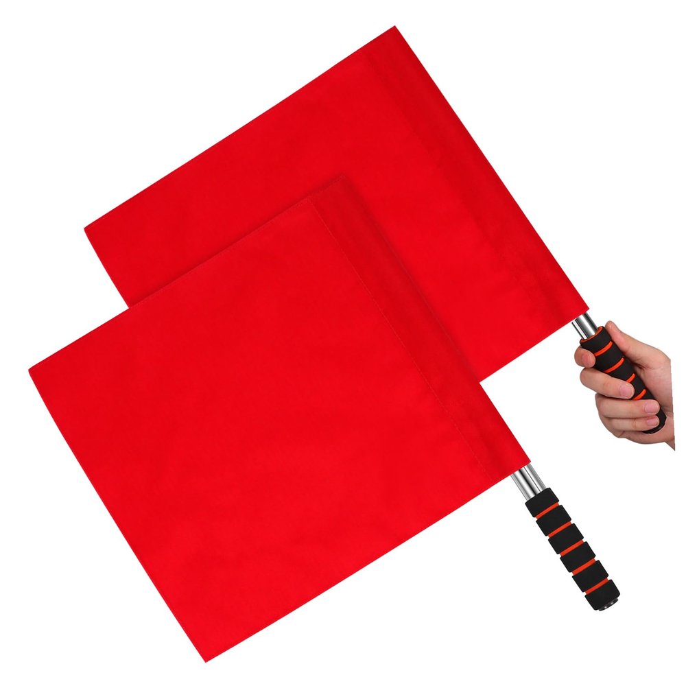 BESPORTBLE 2 Pcs Red Referee Flags with Anti-Slip Handle - Hand Flags for Soccer, Volleyball, Football, and Track Events, Ideal for Referees and Fan Cheering