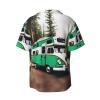 Happy Camper Green Men's Cotton Shirt Men's Short-Sleeved Shirt Button Casual Shirt Loose Top Holiday view 2