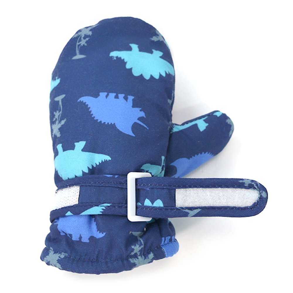 1 Pair Kids Ski Gloves Waterproof Cartoon Dinosaur Mittens Windproof Gloves For Outdoor Sports Riding Running Cycling Cartoon