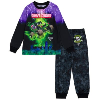 Monster Jam Grave Digger Little Boys Pajama Shirt and Pants Sleep Set Tie Dye 4