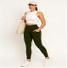 Conceited Gym Leggings for Women Plus Size - Tummy Control - High Waist - Pockets - Workout - Yoga -  - Army Green - 3X-Large view 2