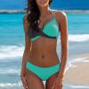 Uillui Women Sexy Bikini Sets Two Piece Hipster Bikini Swimsuit Low-Waisted V Neck Twist Front Spaghetti Straps Bathing Suit Green view 2