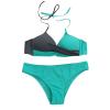 Uillui Women Sexy Bikini Sets Two Piece Hipster Bikini Swimsuit Low-Waisted V Neck Twist Front Spaghetti Straps Bathing Suit Green view 3