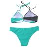 Uillui Women Sexy Bikini Sets Two Piece Hipster Bikini Swimsuit Low-Waisted V Neck Twist Front Spaghetti Straps Bathing Suit Green view 4