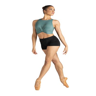 DANZNMOTION Womens Gracelle Twist Front Dance Top 23308A (Green, Womens Small)