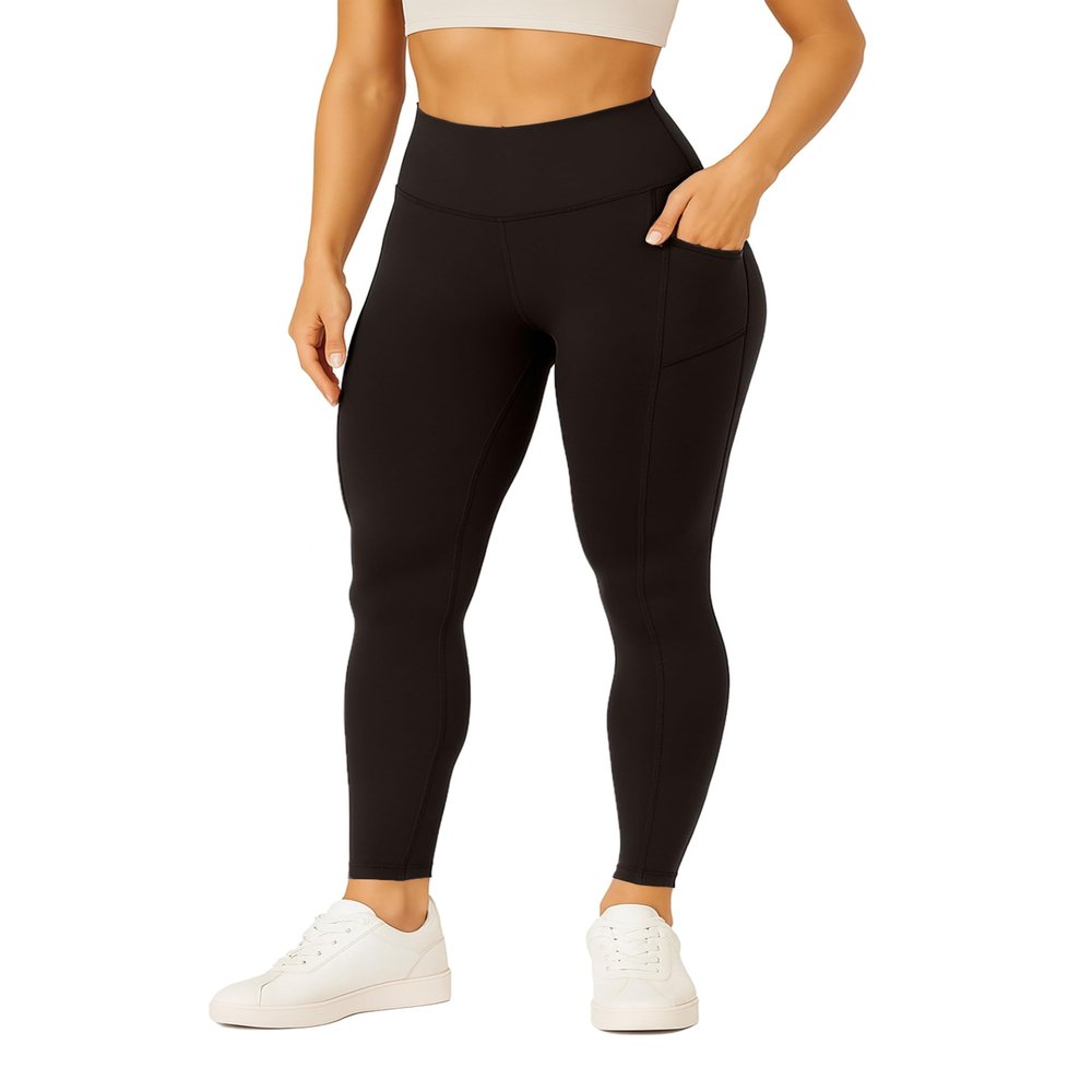 Conceited Gym Leggings for Women Plus Size - Tummy Control - High Waist - Pockets - Workout - Yoga - - Black - 3X-Large