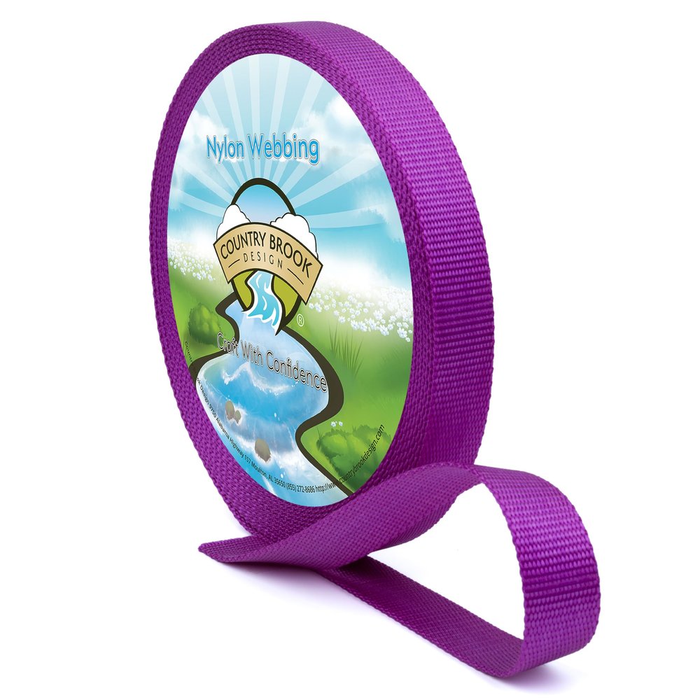 Country Brook Design - Nylon Webbing 5/8 Inch Straps for Bags, Furniture Straps, Molle Straps, Nylon Strap, Bag Straps, Lashing Straps, Purse Making Supplies (Bright Purple, 10 Yards)