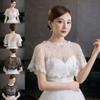 YS0911 Women Floral Lace Shawl Wrap Wedding Bridal Cover Up Tulle Shrug Cape Shawl Wraps For Women Warm, Black view 2