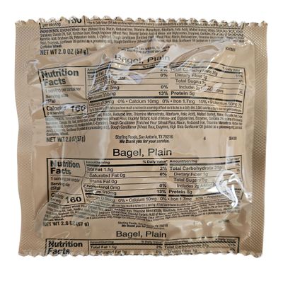 MRE (Meal Ready to Eat) BREADS - Authentic USGI US Military Ration Components - Many Bread Options to Choose from - Available in 3,6,12,24,48 and 100 Packs (24, Bagel)