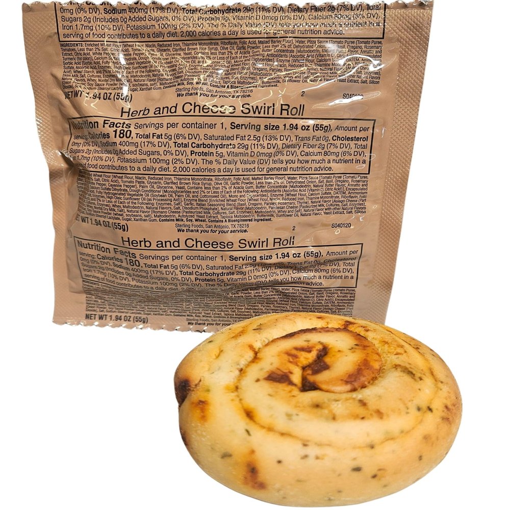 MRE (Meal Ready to Eat) BREADS - Authentic USGI US Military Ration Components - Many Bread Options to Choose from - Available in 3,6,12,24,48 and 100 Packs (24, Italian Herb and Cheese Roll)
