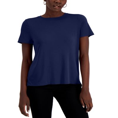 Alfani Womens Crewneck T-Shirt Modern Navy S