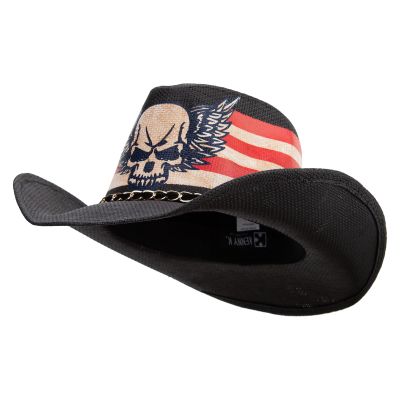 e4Hats.com Western Toyo US Flag Hat - Skull Flag M