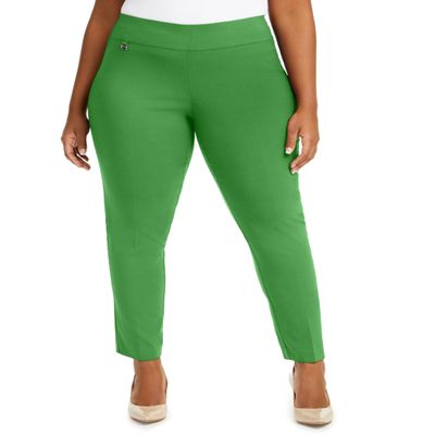 Alfani Plus Size Tummy Control Pull On Skinny Pants Palm Leaf 28W
