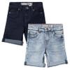 CULTURA AZURE Boys 2 Pack Denim Shorts Fashion Roll Up Slim Fit Stretch Jean Shorts, Blue Black/Light Blue, 3T view 1