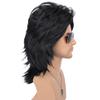 Deifor Mullet Wigs Sets with Wolf Tooth Necklace and 6pcs Metal Punk Rocker Rings and Sunglasse for Men 80s Costumes Fancy Party Funny Heavy Metal Punk Rocker Disco Cosplay (Black) view 2