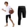 OEBLD Single Leg 3/4 Compression Tights, Unisex Sports Compression Pants, One Leg Basketball Leg Sleeves, X-Small, Black-left-short view 1