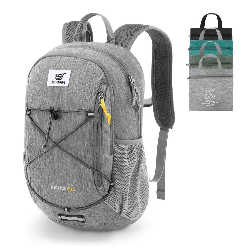 SKYSPER Foldable Small Backpack  20L Lightweight Hiking Daypack with Chest Belt Packable Travel Rucksack for Women Men
