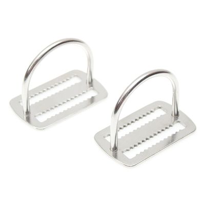 DiveTec Weight Belt Keeper  316 Stainless Steel D Ring Serrated Slide Stopper for Secure Diving and BCD Accessory Management 2-Pack