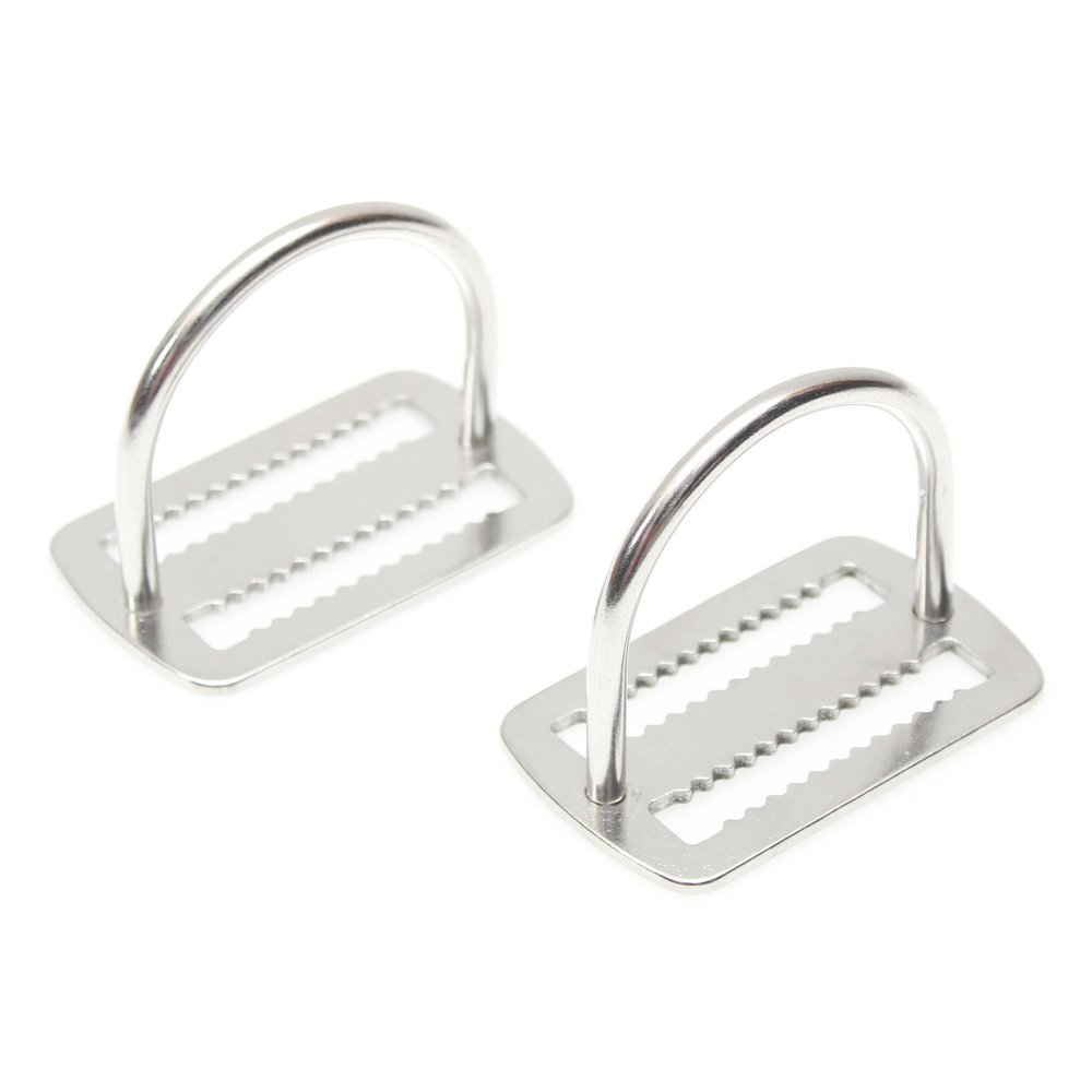 DiveTec Weight Belt Keeper  316 Stainless Steel D Ring Serrated Slide Stopper for Secure Diving and BCD Accessory Management 2-Pack