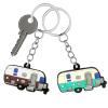 TrustBlai Camper Keychain Set, 2 Pack Happy RV Camping Trailers Keyring Couples Camping Gifts for Men Women Travel (Brown+Green) view 1