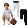 OEBLD Single Leg 3/4 Compression Tights, Unisex Sports Compression Pants, One Leg Basketball Leg Sleeves, Medium, White+black-right-short view 1