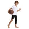 OEBLD Single Leg 3/4 Compression Tights, Unisex Sports Compression Pants, One Leg Basketball Leg Sleeves, Medium, White+black-right-short view 2