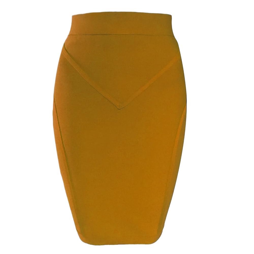 LIXINGHEITANG Skirts Summer Women Skirt Office Ladies Clothes s6 Yellow S