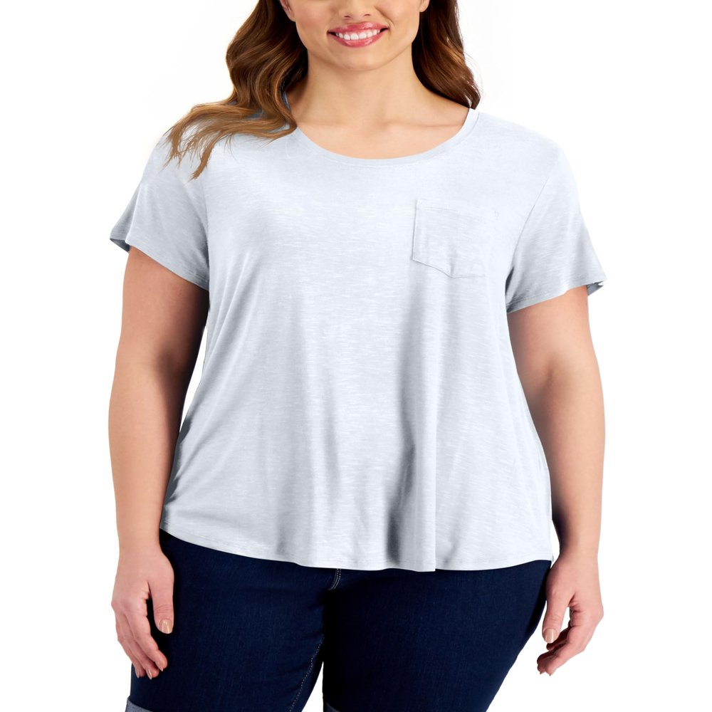 Style & Co. Plus Size One Pocket T-Shirt Bright White 3X