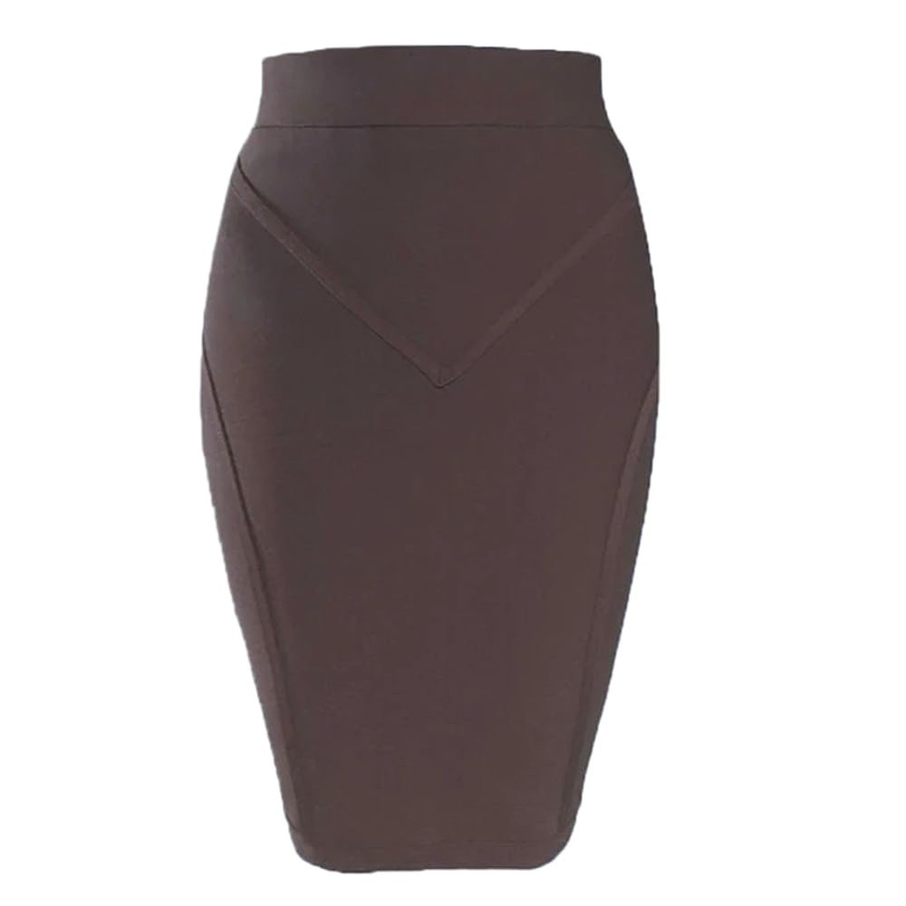 LIXINGHEITANG Skirts Summer Women Skirt Office Ladies Clothes s3 Brown L