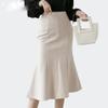 Waist Stitching Skirts Women Elegant Stretch Ruffles Mermaid Skirt Office Lady s1 Beige L view 2