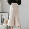 Waist Stitching Skirts Women Elegant Stretch Ruffles Mermaid Skirt Office Lady s1 Beige L view 3