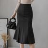 Waist Stitching Skirts Women Elegant Stretch Ruffles Mermaid Skirt Office Lady s1 Beige L view 4