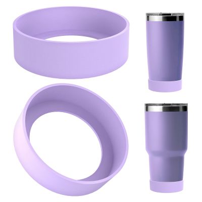 Linkidea Water Bottle Boot Compatible with YETI Rambler Tumbler 20oz/30oz, Travel Mug 20oz/30oz, Straw Cup 26oz, Silicone Bottle Bottom Bumper Protector (Violet / 2 Pack)