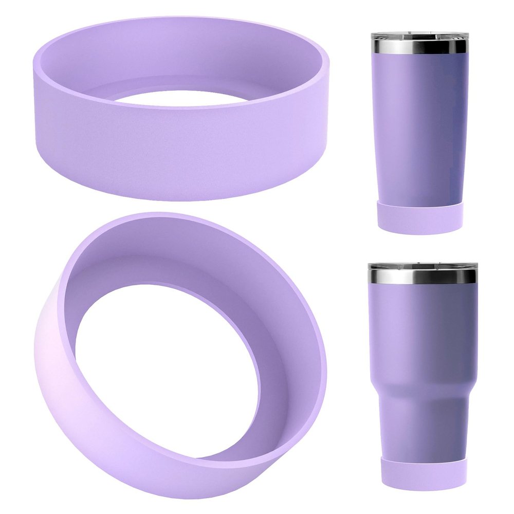 Linkidea Water Bottle Boot Compatible with YETI Rambler Tumbler 20oz/30oz, Travel Mug 20oz/30oz, Straw Cup 26oz, Silicone Bottle Bottom Bumper Protector (Violet / 2 Pack)